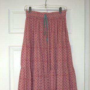 Indian block-printed tiered maxi skirt